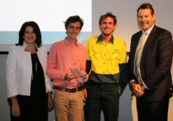 L-R Samantha Read PACIA CEO, Liam Collopy, James<br> Smith and Qenos CEO Jonathan Clancy